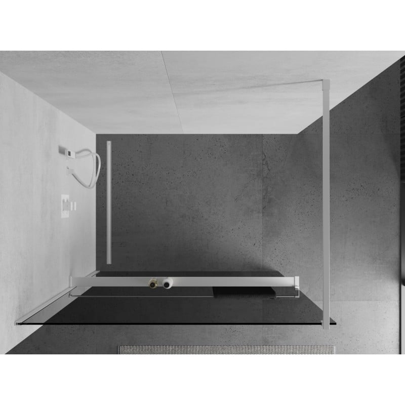 Mexen Kioto+ parete doccia con mensola Walk-in 110 x 200 cm, grafite, bianca - 800-110-121-20-40