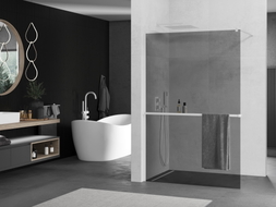 Mexen Kioto+ zid za tuš s policom Walk-in 140 x 200 cm, grafit, bijela - 800-140-121-20-40