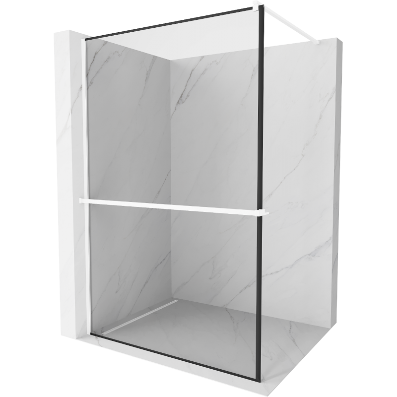 Mexen Kioto+ mampara de ducha con estante Walk-in 70 x 200 cm, marco negro, blanco - 800-070-121-20-70