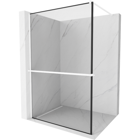 Mexen Kioto+ paroi de douche avec étagère Walk-in 80 x 200 cm, cadre noir, blanc - 800-080-121-20-70