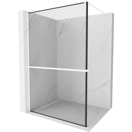Mexen Kioto+ paroi de douche avec étagère Walk-in 140 x 200 cm, motif noir, blanc - 800-140-121-20-70