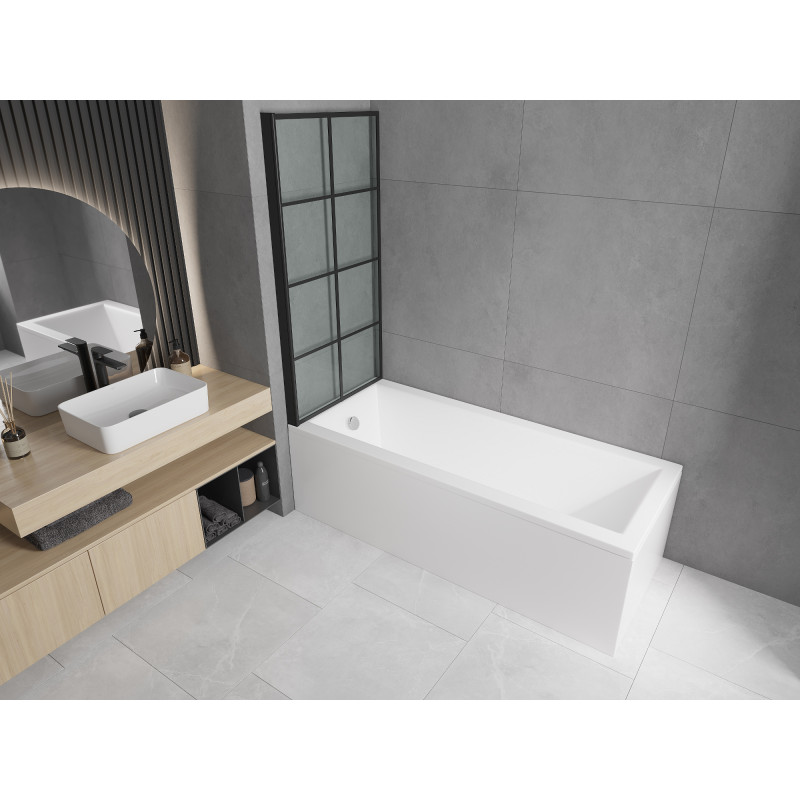 Mexen Cubik vasca rettangolare 170 x 70 cm con rivestimento e schermo a 1 anta 70 cm, motivo nero - 550317070X9307017077