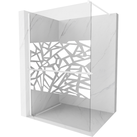 Mexen Kioto+ Duschwand mit Regal Walk-in 70 x 200 cm, weißes Muster, weiß - 800-070-121-20-85