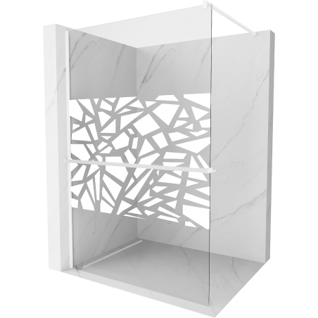 Mexen Kioto+ shower wall with shelf Walk-in 70 x 200 cm, white pattern, white - 800-070-121-20-85