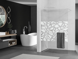 Mexen Kioto+ paroi de douche avec étagère Walk-in 80 x 200 cm, motif blanc, blanc - 800-080-121-20-85