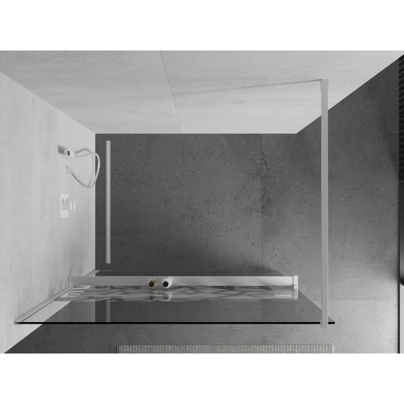 Mexen Kioto+ dušisein riiuliga Walk-in 130 x 200 cm, valge muster, valge - 800-130-121-20-85