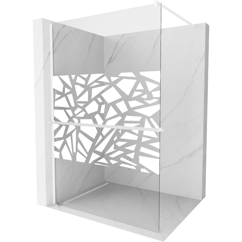 Mexen Kioto+ parete doccia con mensola Walk-in 140 x 200 cm, motivo bianco, bianco - 800-140-121-20-85