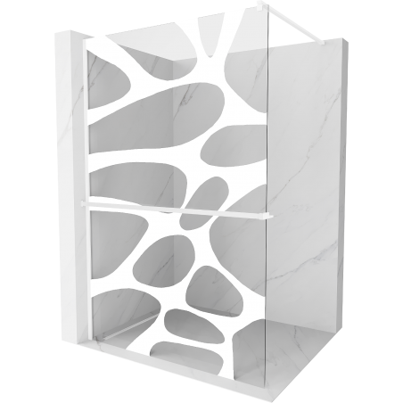 Mexen Kioto+ paroi de douche avec étagère Walk-in 80 x 200 cm, motif blanc, blanc - 800-080-121-20-97