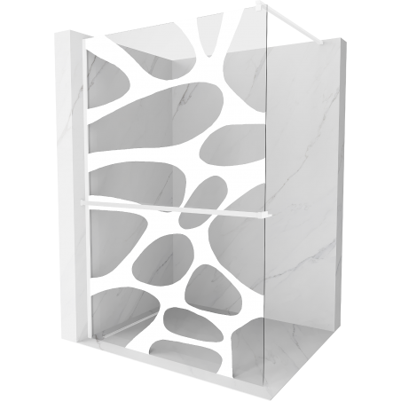 Mexen Kioto+ douchewand met plank Walk-in 90 x 200 cm, witte golf, wit - 800-090-121-20-97