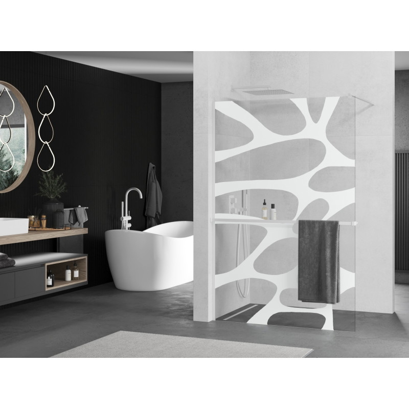 Mexen Kioto+ dušisein riiuliga Walk-in 130 x 200 cm, valge laine, valge - 800-130-121-20-97