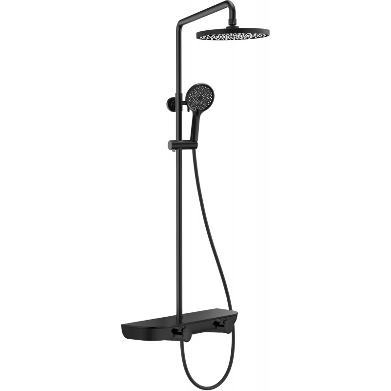 Mexen Axis set doccia esterno con soffione e miscelatore, nero - 78112-70