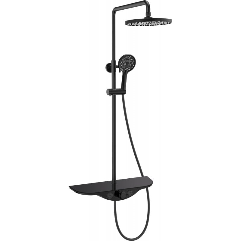 Mexen Exxo surface-mounted shower set with rain shower and faucet, black - 78113-70