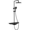 Mexen Exxo surface-mounted shower set with rain shower and faucet, black - 78113-70