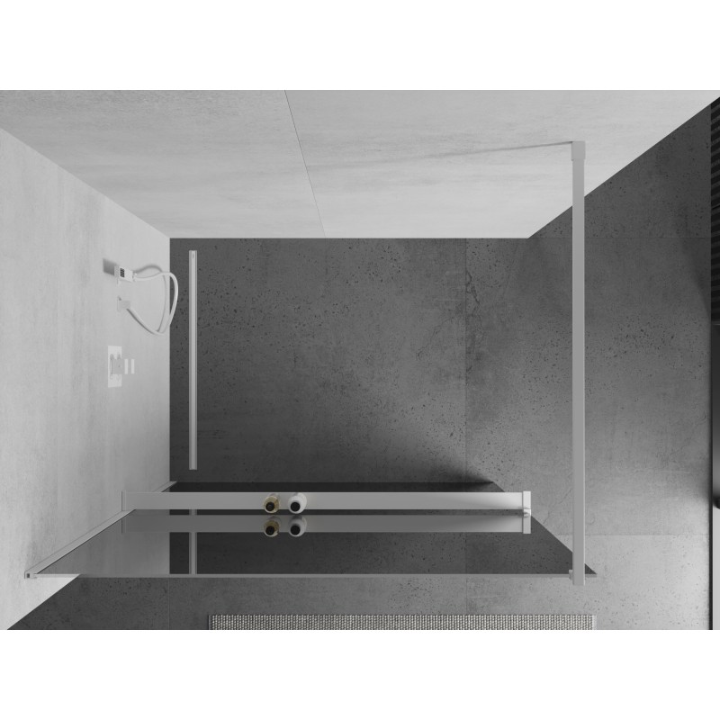 Mexen Kioto+ ścianka prysznicowa z półką Walk-in 80 x 200 cm, lustro, biała - 800-080-121-20-50