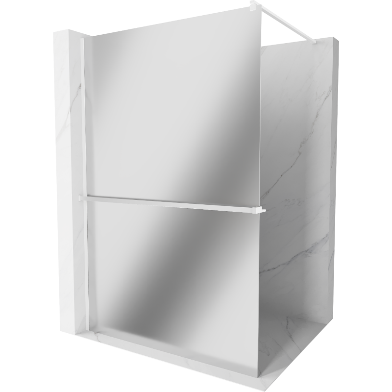 Mexen Kioto+ paroi de douche avec étagère Walk-in 140 x 200 cm, miroir, blanc - 800-140-121-20-50