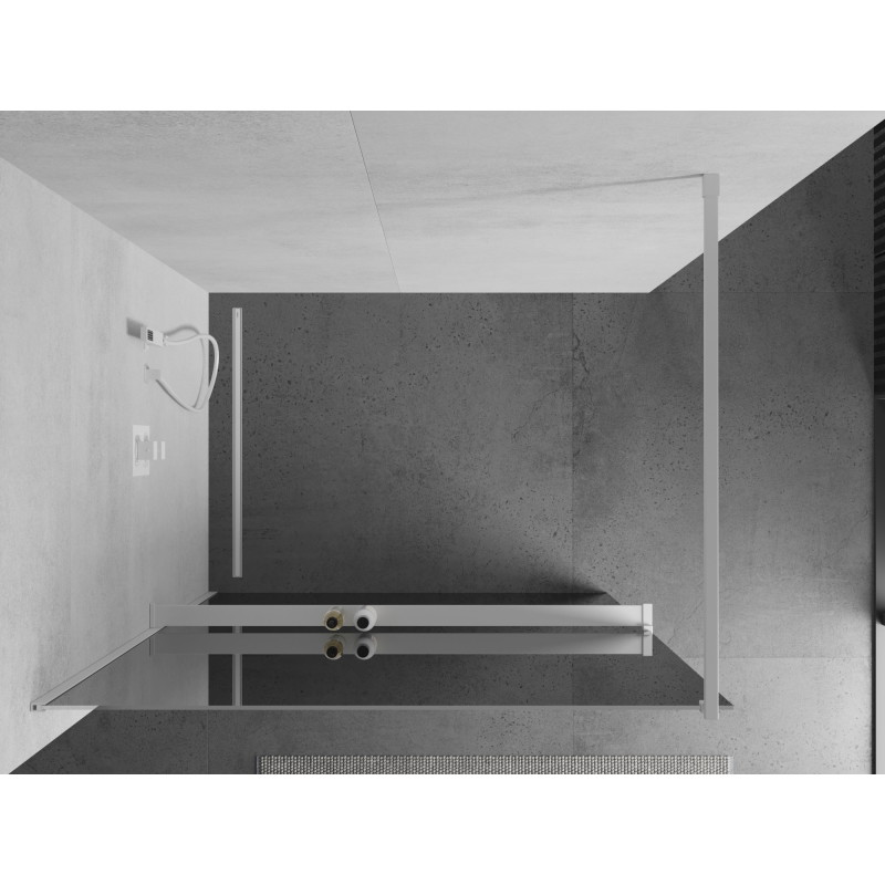 Mexen Kioto+ dušisein riiuliga Walk-in 140 x 200 cm, peegel, valge - 800-140-121-20-50