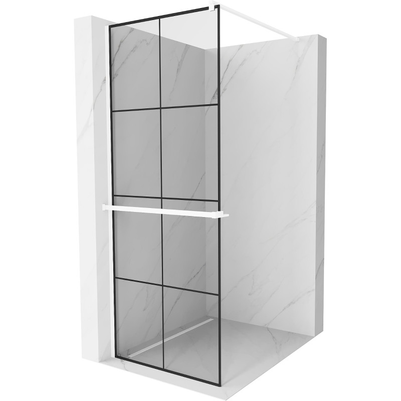 Mexen Kioto+ dušisein riiuliga Walk-in 70 x 200 cm, must ruudustik, valge - 800-070-121-20-77