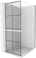Mexen Kioto+ zidni panel za tuš s policom Walk-in 80 x 200 cm, crna rešetka, bijela - 800-080-121-20-77