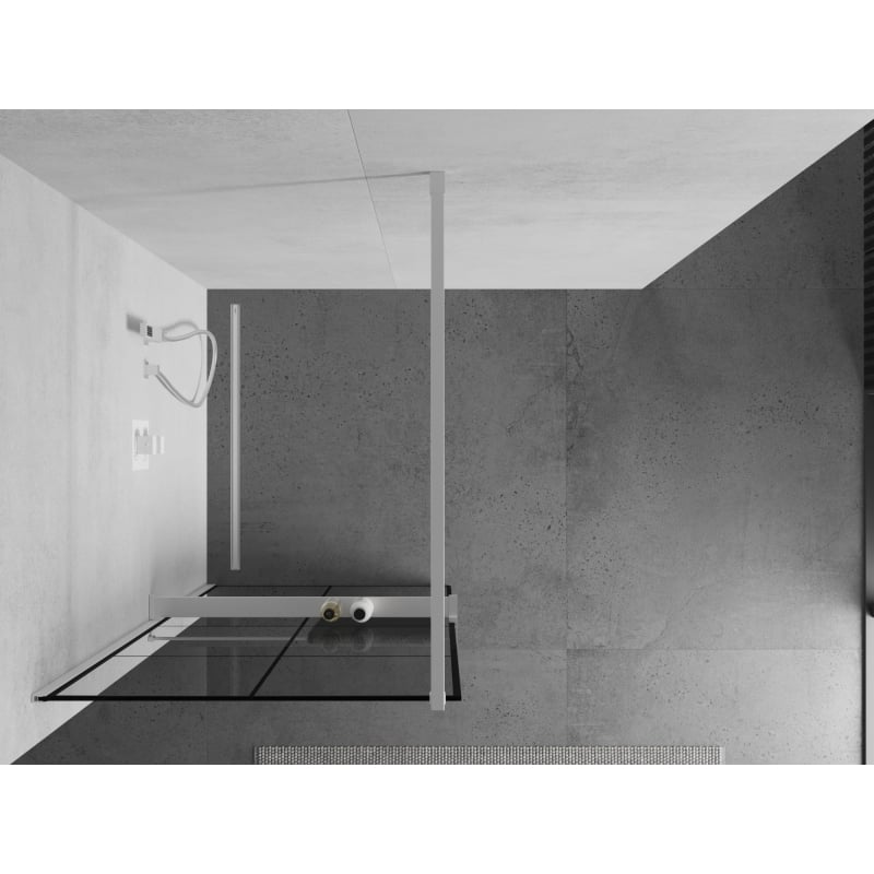 Mexen Kioto+ dušisein koos riiuliga Walk-in 80 x 200 cm, must ruut, valge - 800-080-121-20-77