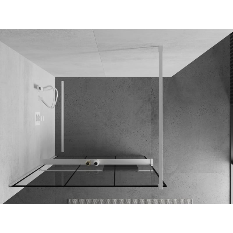 Mexen Kioto+ dušisein riiuliga Walk-in 100 x 200 cm, must ruuduline, valge - 800-100-121-20-77