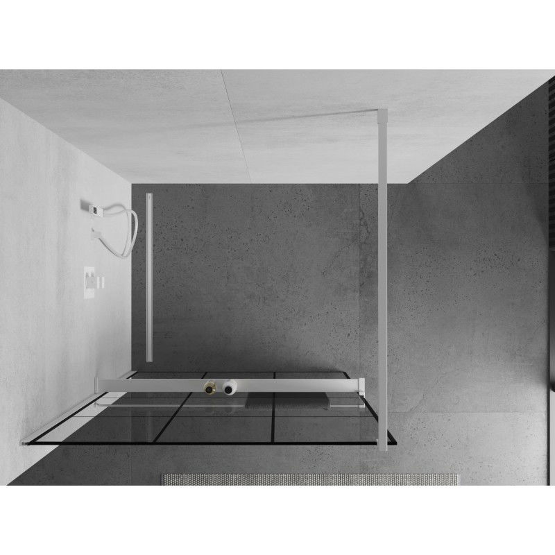 Mexen Kioto+ mampara de ducha con estante Walk-in 100 x 200 cm, rejilla negra, blanca - 800-100-121-20-77