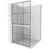 Mexen Kioto+ shower wall with shelf Walk-in 110 x 200 cm, black grid, white - 800-110-121-20-77