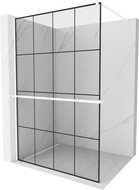 Mexen Kioto+ tuš pregrada s policom Walk-in 130 x 200 cm, crna mreža, bijela - 800-130-121-20-77