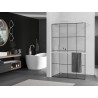 Mexen Kioto+ ścianka prysznicowa z półką Walk-in 130 x 200 cm, czarna kratka, biała - 800-130-121-20-77