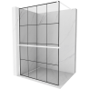 Mexen Kioto+ douchewand met plank Walk-in 140 x 200 cm, zwart raster, wit - 800-140-121-20-77