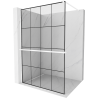 Mexen Kioto+ paroi de douche avec étagère Walk-in 140 x 200 cm, grille noire, blanche - 800-140-121-20-77