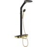 Mexen Blaze surface-mounted shower set with rain shower and mixer, black/gold - 78109-75