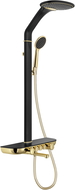 Mexen Blaze Aufputz-Duschset mit Regenbrause und Armatur, schwarz/gold - 78109-75
