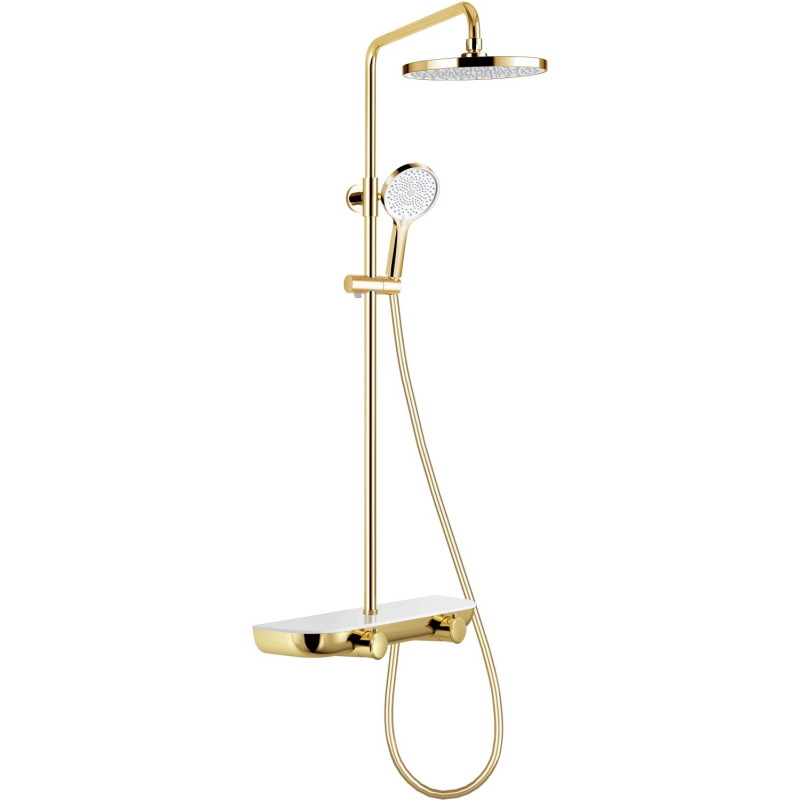 Mexen Axis ensemble de douche en saillie avec pomme de douche et mitigeur, or/blanc - 78112-25
