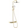 Mexen Axis opbouwdouche set met regendouche en kraan, goud/wit - 78112-25