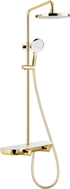 Mexen Axis exposed shower set with rain showerhead and faucet, gold/white - 78112-25