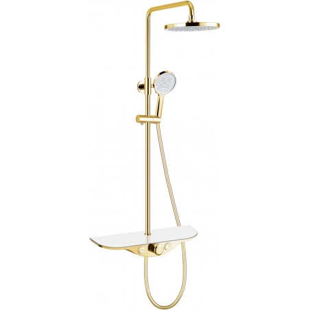 Mexen Exxo Aufputz-Duschset mit Regendusche und Armatur, Gold/Weiß - 78113-25