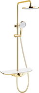 Mexen Exxo exposed shower set with rain shower and mixer, gold/white - 78113-25