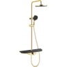 Mexen Exxo shower set, exposed installation with rain shower and mixer, gold/black - 78113-75