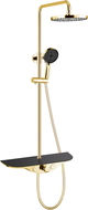 Mexen Exxo opbouwdouche set met regendouche en kraan, goud/zwart - 78113-75