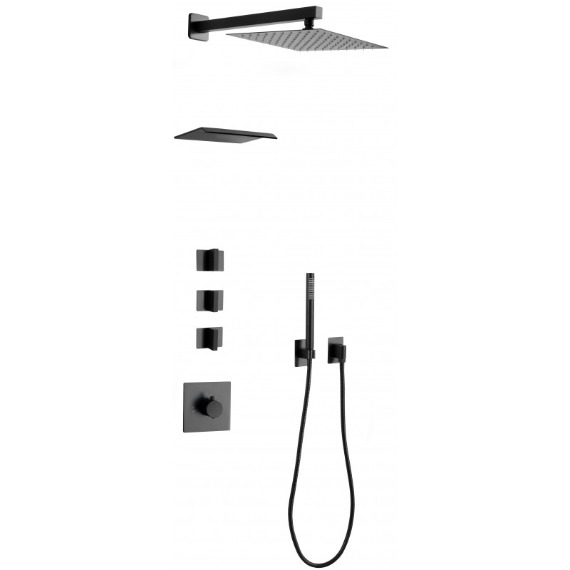 Mexen Boka conjunto de ducha empotrado, negro - 7603-03-70