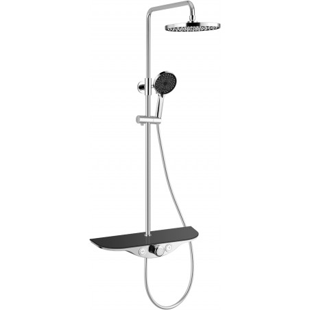 Mexen Exxo opbouwdouche set met regendouche en kraan, chroom/zwart - 78113-71