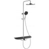 Mexen Exxo exposed shower set with showerhead and tap, chrome/black - 78113-71