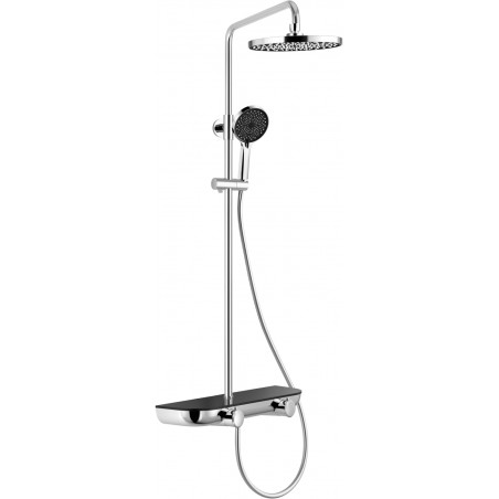 Mexen Axis opbouw douche set met regendouche en kraan, chroom/zwart - 78112-71