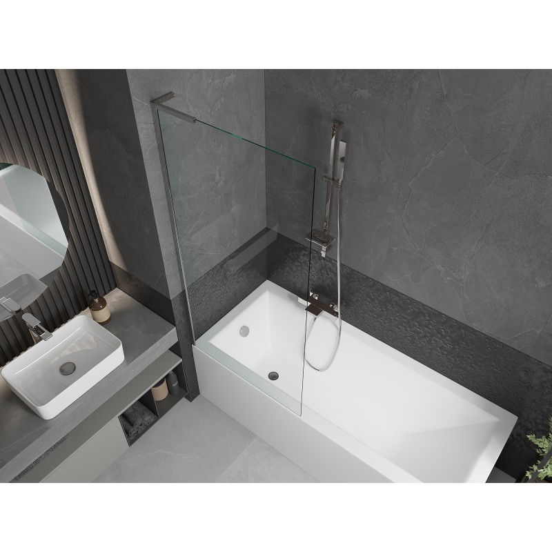Mexen Next L paroi de baignoire 1-volet 80 x 150 cm, transparent, chrome - 895-080-000-03-00-01