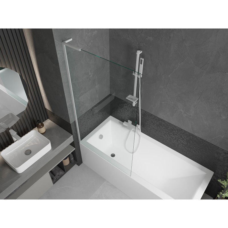 Mexen Next L parete per vasca da bagno a 1 anta 90 x 150 cm, trasparente, bianca - 895-090-000-03-00-20