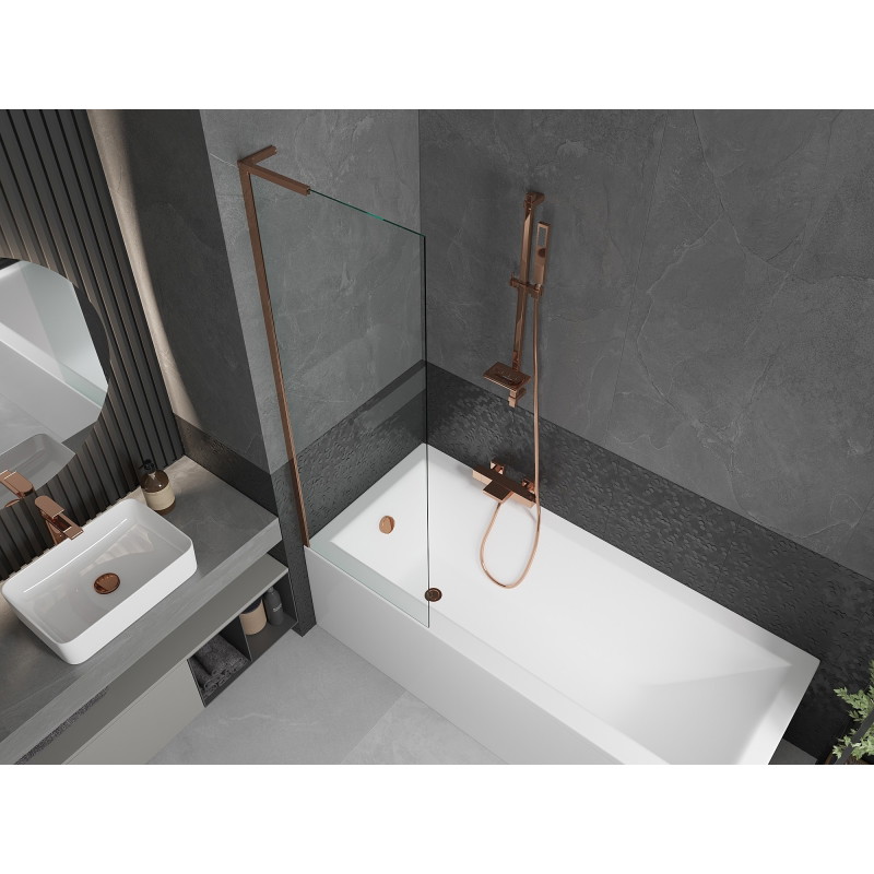 Mexen Next L Bath Screen 1-Panel 60 x 150 cm, Transparent, Rose Gold - 895-060-000-03-00-60