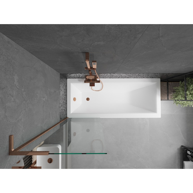Mexen Next L Bath Screen 1-Panel 60 x 150 cm, Transparent, Rose Gold - 895-060-000-03-00-60