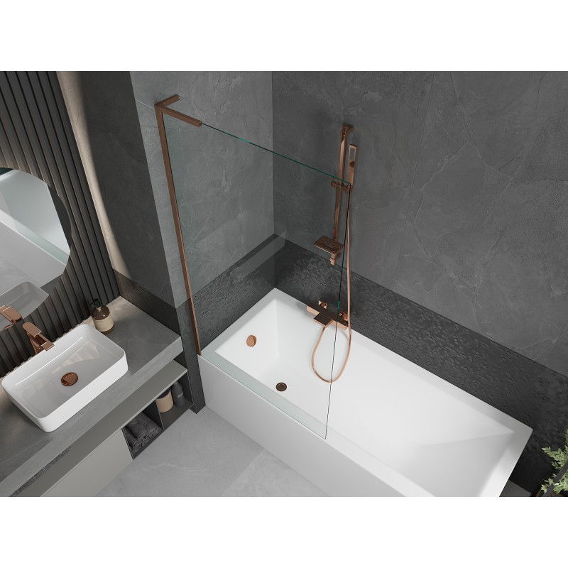 Mexen Next L pare-douche 1 volet 90 x 150 cm, transparent, or rose - 895-090-000-03-00-60