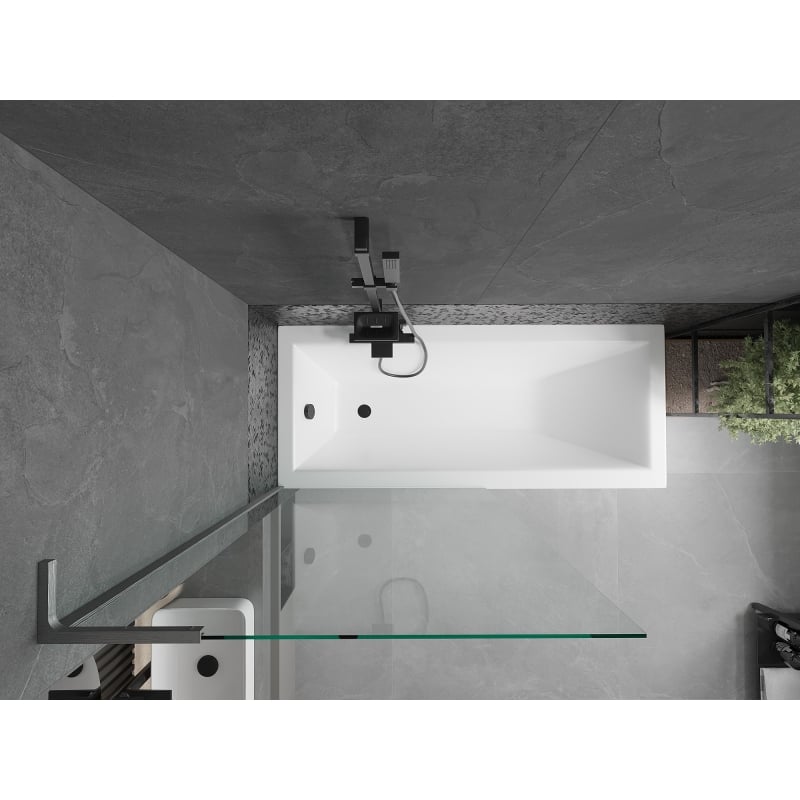 Mexen Next L vannisein 1-poolne 90 x 150 cm, läbipaistev, harjatud gun gray - 895-090-000-03-00-66