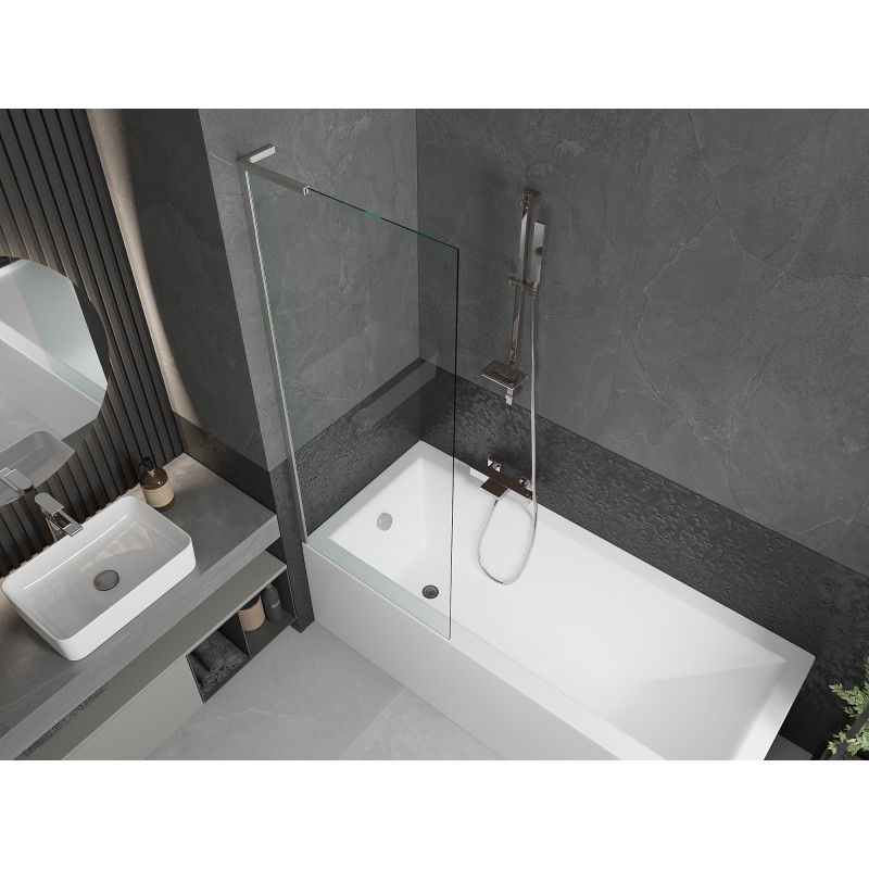 Mexen Next L paratia per vasca da bagno a 1 anta 70 x 150 cm, trasparente, nichel spazzolato - 895-070-000-03-00-97